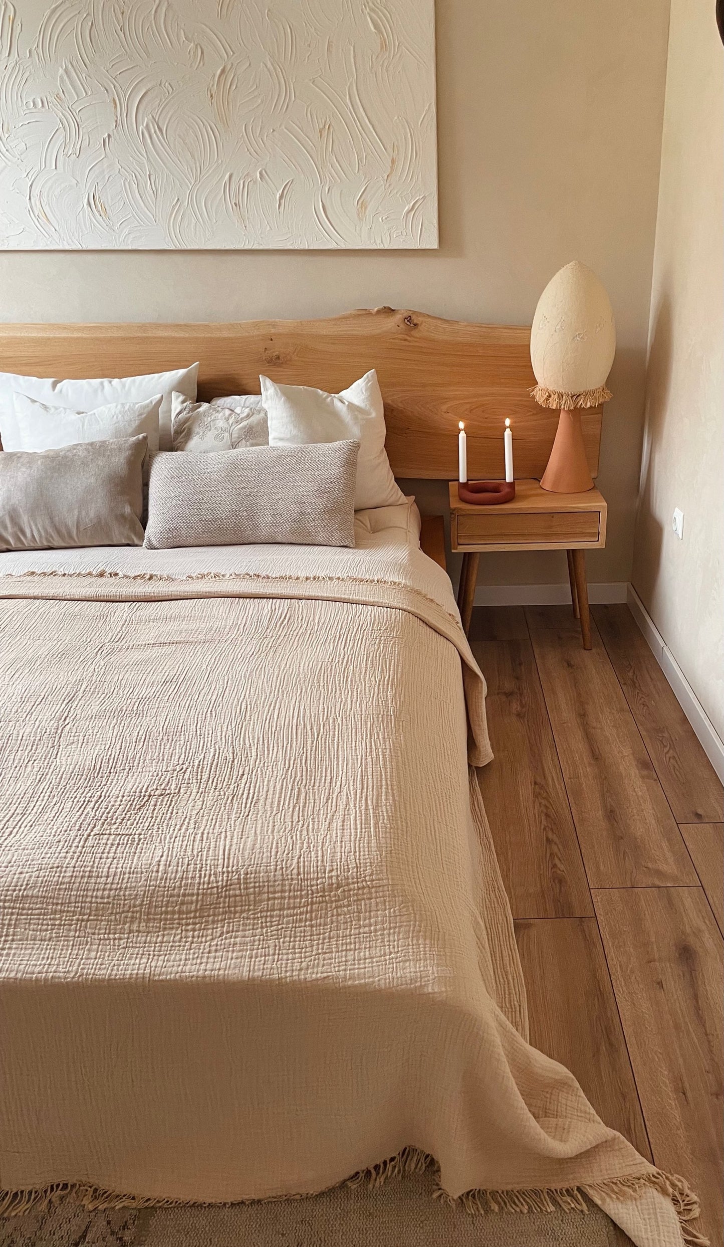 BED COVER / BLANKET MUSELIN IN SAND