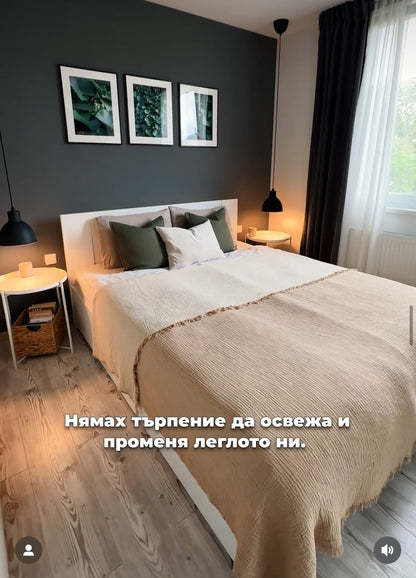BED COVER / BLANKET MUSELIN IN SAND