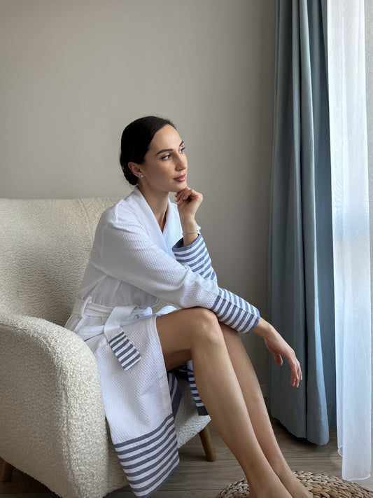 HEENA WHITE STRIPE ХАЛАТ ЗА БАНЯ