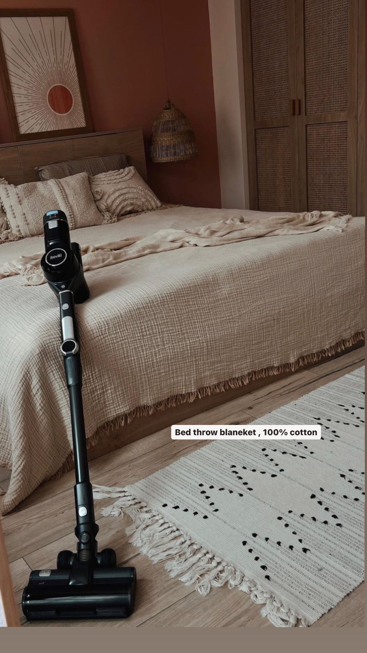 BED COVER / BLANKET MUSELIN IN SAND