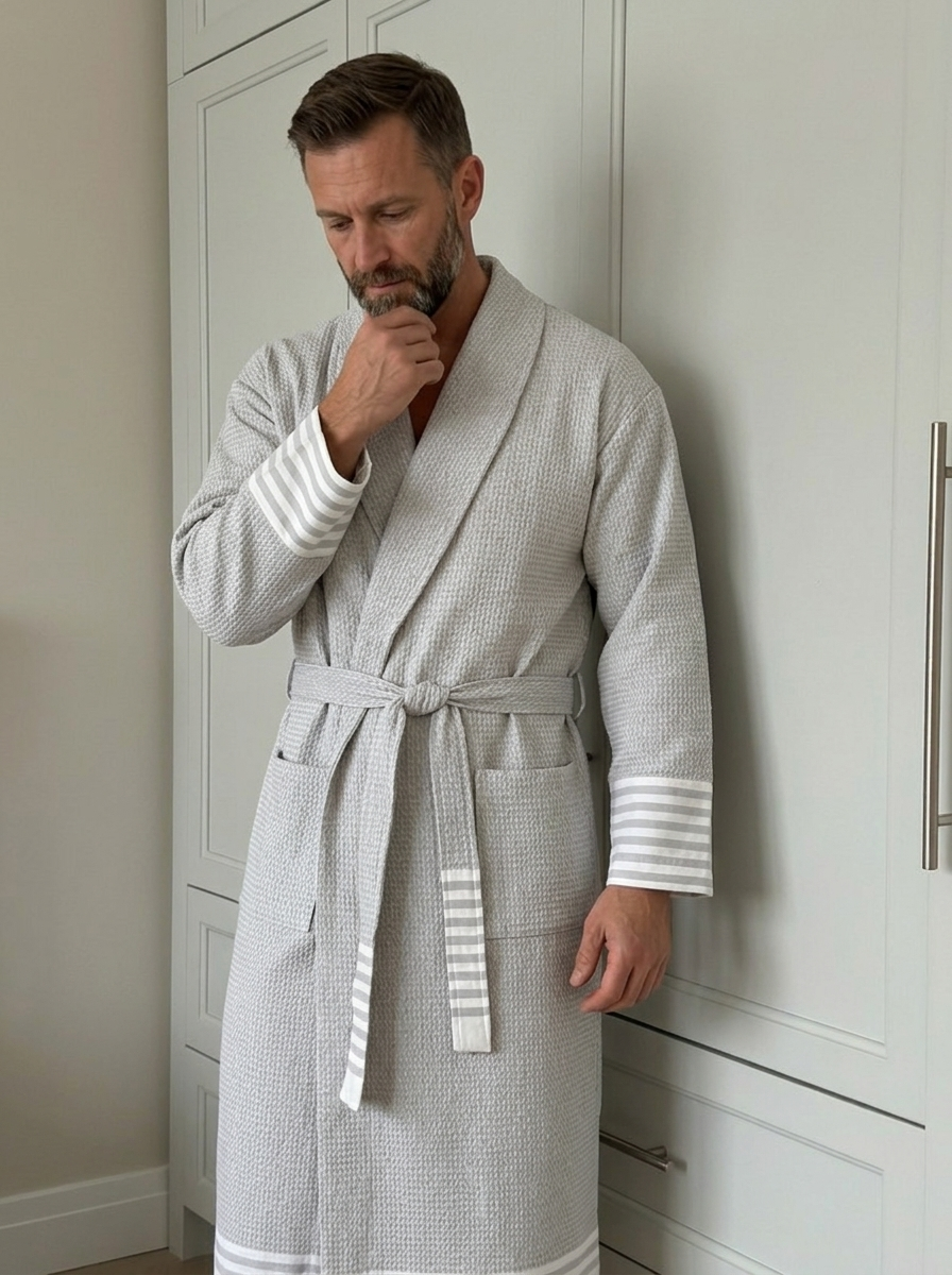 HEENA GREY STRIPE MEN ХАЛАТ ЗА БАНЯ